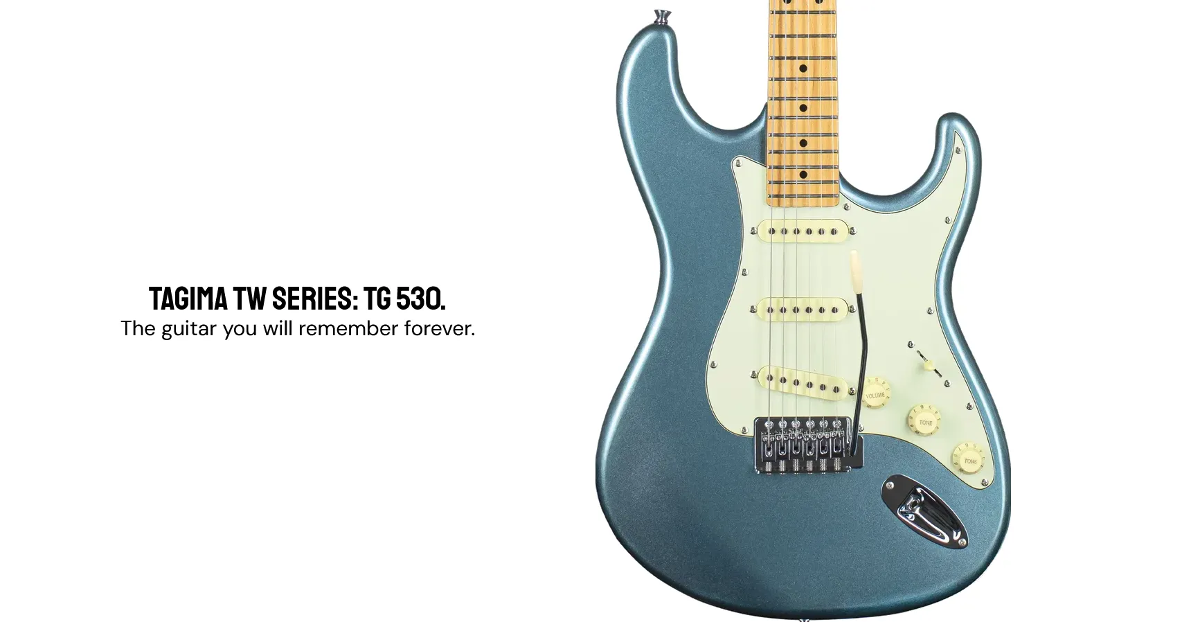 Landing page da Tagima TW Series TG 530, com destaque para a guitarra em still de produto